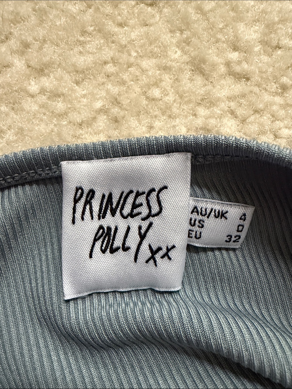 Princess Polly Slate Blue Ribbed Crop Top - Picture 5 of 7